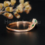 0.5ct Round Cut Simulated Green Emerald Curved Wedding Band 14K Rose Gold Plated