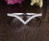 0.5ct Round Cut Moissanite V Shaped Half Eternity Wed Band 14k White Gold Plated