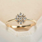 Cluster Snowflake Engagement Ring 1.5ct Round Cut Diamond 14k Rose Gold Finish