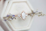 Princess Accents Trilogy Ring 1.5ct Marquise Cut Diamond 14k Rose Gold Finish