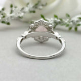 2.3ct Engagement Ring Cushion Cut Pink Sapphire Milgrain Halo 14k WhiteGold Over