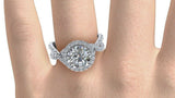 2.3ct Engagement Ring Round Cut Diamond Twist Shank Halo 14k White Gold Finish