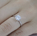 0.5ct Round Cut Moissanite Solitaire Women Engagement Ring 14k White Gold Plated