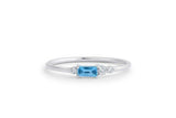 0.5ct Emerald Cut Blue Topaz Thin Minimalist Engagement Ring 14k White Gold Over