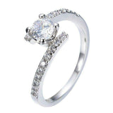 2.1ct Round Cut Diamond Engagement Ring 14k White Gold Finish Bypass Solitaire