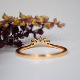 0.03ct Round Cut Moissanite Curved Women Engagement Ring 14K Yellow Gold Plated