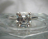 Solitaire Women Engagement Ring 4ct Asscher Cut Diamond 14k White Gold Finish