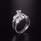 3ct Round Cut Diamond Engagement Ring 14k White Gold Finish Stylish Bridal Set