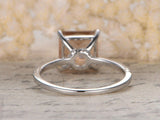 2ct Princess Morganite Engagement Ring Accents with Solitaire 14k WhiteGold Over