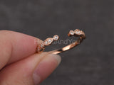 0.2ct Round Cut Moissanite Milgrain Half Eternity Band 14k Rose Gold Plated