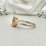 1ct Engagement Ring Marquise Cut Morganite Diamond Petite 14k Yellow Gold Finish