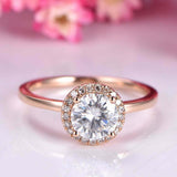 1.7ct Round Cut VVS1D Diamond Engagement Ring Halo Solitaire 14k RoseGold Finish