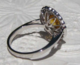 4.5ct Oval Cut Yellow Sapphire Double Halo Engagement Ring 14k White Gold Finish