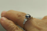 2Ct Oval Cut Blue Sapphire Diamond Accents Engagement Ring 14K White Gold Finish
