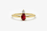 0.4ct Engagement Ring Oval Cut Ruby Two Stone Minimalist 14k Yellow Gold Finish