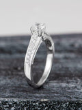 Solitaire with Accents Engagement Ring 2.3ct Round Diamond 14k White Gold Finish