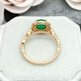 2.3ct Engagement Ring Round Cut Green Emerald Diamond Halo 14k Yellow Gold Over