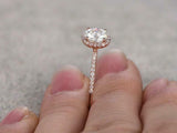 Halo Solitaire with Accents Engagement Ring 2ct Round Diamond 14k Rose Gold Over