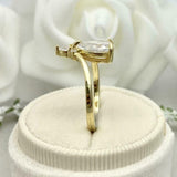 1.5ct Engagement Ring Pear Cut Diamond Curved Chevron Women 14k Yellow Gold Over