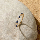 0.5ct Marquise Cut Simulated Sapphire Minimalist Wed Band 14k Yellow Gold Plated