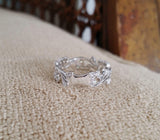 2ct Round Cut Diamond Wedding Ring Band 14k White Gold Over Mligrain Leaf Design