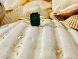 2.2ct Engagement Ring Green Emerald Cut Solitaire Women 14k Yellow Gold Finish