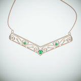 1Ct Round Cut Green Emerald Bridal Filigree Pendant 14K Rose Gold Over NO CHAIN