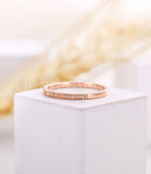 0.01ct Round Cut Moissanite Minimalist Women Wedding Band 14k Rose Gold Plated