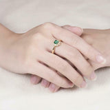 2.3ct Engagement Ring Princess Cut Emerald Ballerina Halo 14k Yellow Gold Finish