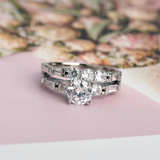 2ct Round Cut Diamond Engagement Ring 14k White Gold Finish 5 Stone Bridal Set