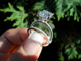 5Ct Emerald Diamond Bridal Set Solitaire Ring Eternity Band 14K White Gold Over