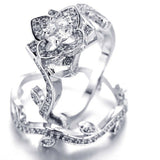 4.5ct Round Cut Diamond Engagement Ring 14k White Gold Finish Floral Bridal Set