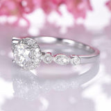 2.2ct Round Cut Diamond Engagement Ring Halo 14k White Gold Finish with Accents