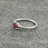 0.5ct Engagement Ring Round Cut Red Garnet Solitaire Women 14k White Gold Finish