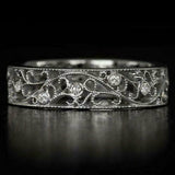 1ct Round Diamond Milgrain Eternity Wedding Band Women 18K White Gold Finish