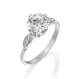 Accents Solitaire Engagement Ring 1.8ct Round Cut Diamond 14k White Gold Finish