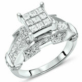 4ct Princess Cut Diamond Unique Royal Engagement Ring 14K White Gold Finish