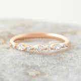 0.3ct Marquise Simulated Diamond Minimalist Wedding Band 14k Rose Gold Plated