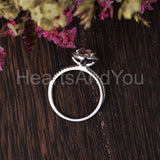 1ct Round Cut Simulated Peach Morganite Halo Engagement Ring 14k RoseGold Plated