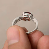 1.2ct Oval Cut Red Garnet Engagement Ring 14k WhiteGold Finish Split Shank Women