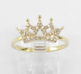 1.5ct Round Cut Diamond Royal Crown Engagement Ring 14k Yellow Gold Finish