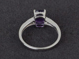 2.4ct Cushion Cut Amethyst Milgrain Solitaire Accent Ring 14k White Gold Finish