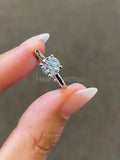 0.3ct Round Cut Moissanite Hidden Halo Engagement Ring 14k White Gold Plated
