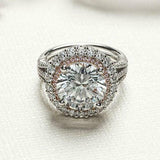 5Ct Round Cut Diamond Vintage Dual Halo Engagement Ring 14K White Gold Finish