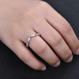 0.5ct Round Cut Blue Tanzanite Wedding Band Curved Stackable 14k White Gold Over