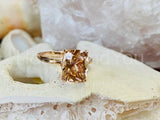 2ct Cushion Cut Simulated Peach Morganite Solitaire Ring 14k Yellow Gold Plated