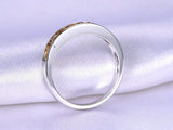 2.1ct Princess Cut Citrine Half Eternity Channel Set Band 14k White Gold Finish