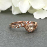 1ct Oval Cut Peach Morganite Accents Solitaire Engagement Ring 14k RoseGold Over