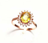 2.3ct Engagement Ring Oval Cut Yellow Sapphire Floral Halo 14k Rose Gold Finish