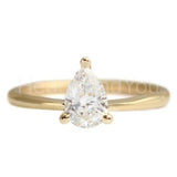 0.4ct Pear Simulated Diamond Solitaire Engagement Ring 14k Yellow Gold Plated